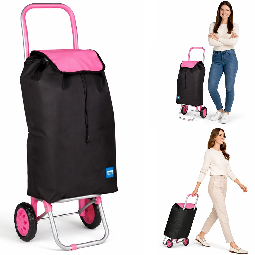 Carrello Spesa Termico 35LT Trolley Frigo 2 Ruote Pieghevole Leggero Rosa