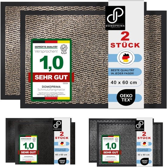Set di due tappeti di ingresso, inodore, di alta qualità, per interni ed esterni, antiscivolo, resistente all'usura, per ingresso, area esterna, tappeto di ingresso, tappeto di soglia, tappeto di uscita (misto di marrone, 40 x 60 cm)