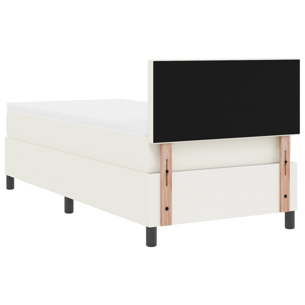 Letto Box Spring con Materasso e LED Crema 100x200 cm in Tessuto Corduroy