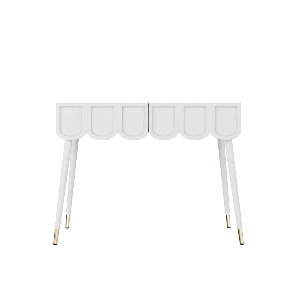 Tavolo trucco e scrittoio con 2 cassetti; MDF e truciolare; bianco