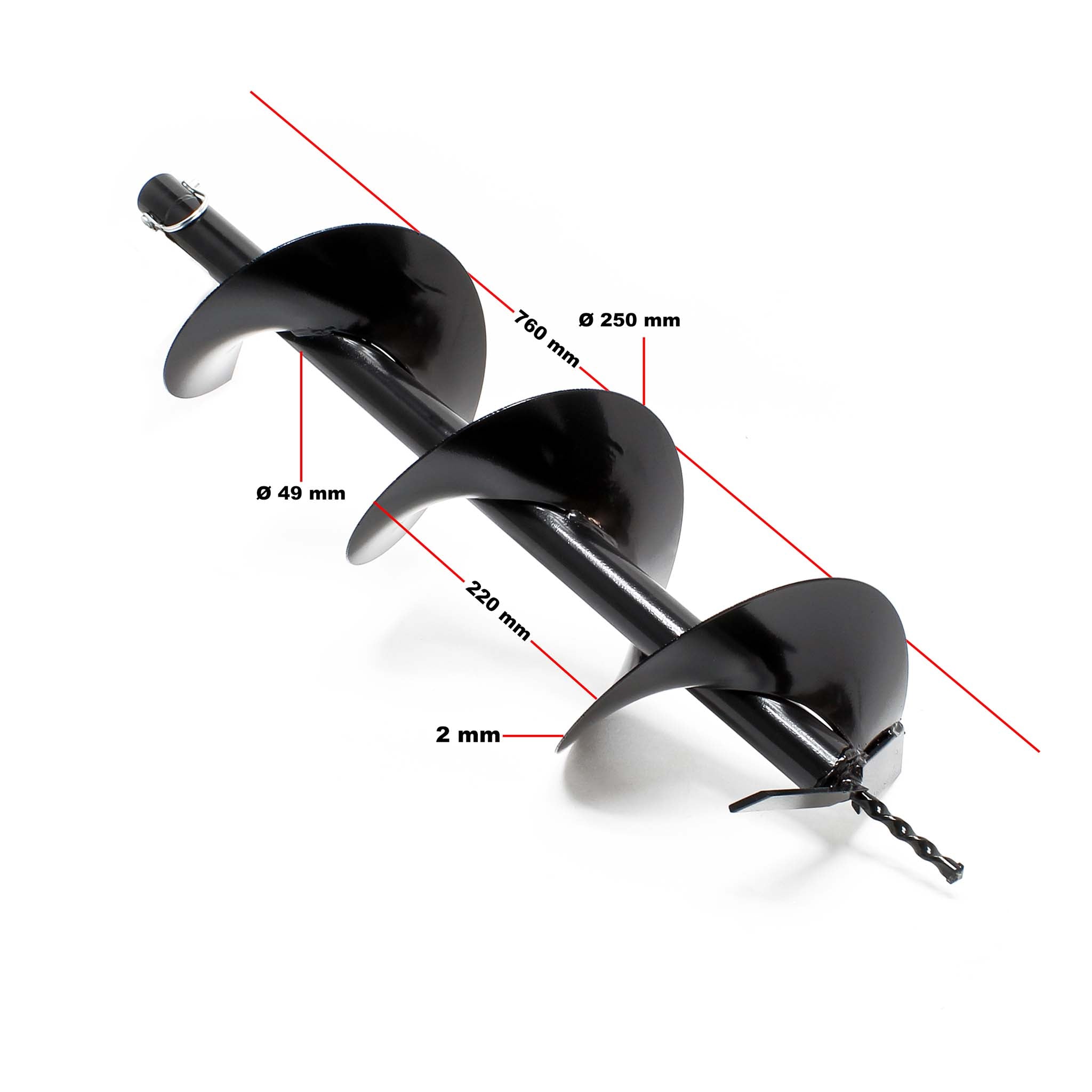Mototrivella a benzina, motore a 2 tempi di 3 CV 63,3 ccm, con punta elicoidale Ø250mm
