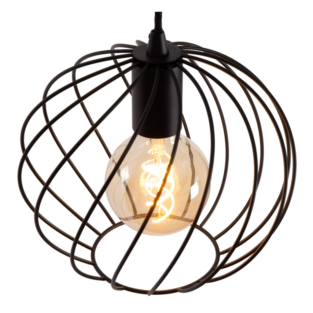 Lampada a sospensione Lucide Danza metallo nera 3xE27 Ø50