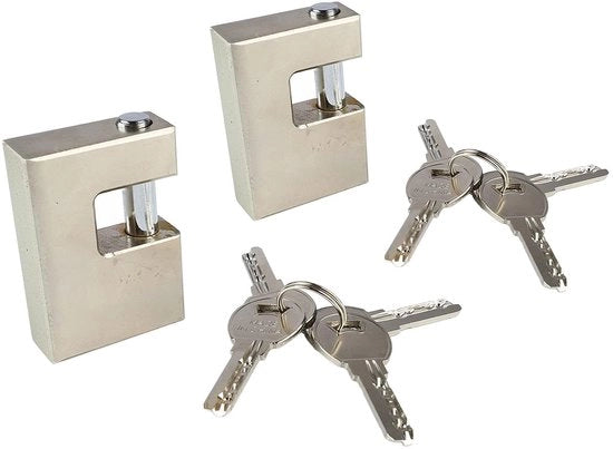 Cassetti di sicurezza per garage - 2 pezzi - Acciaio inossidabile - Apertura con chiave - Blocco monoblocco a forma di D - Protezione per la porta del garage - Catene di sicurezza