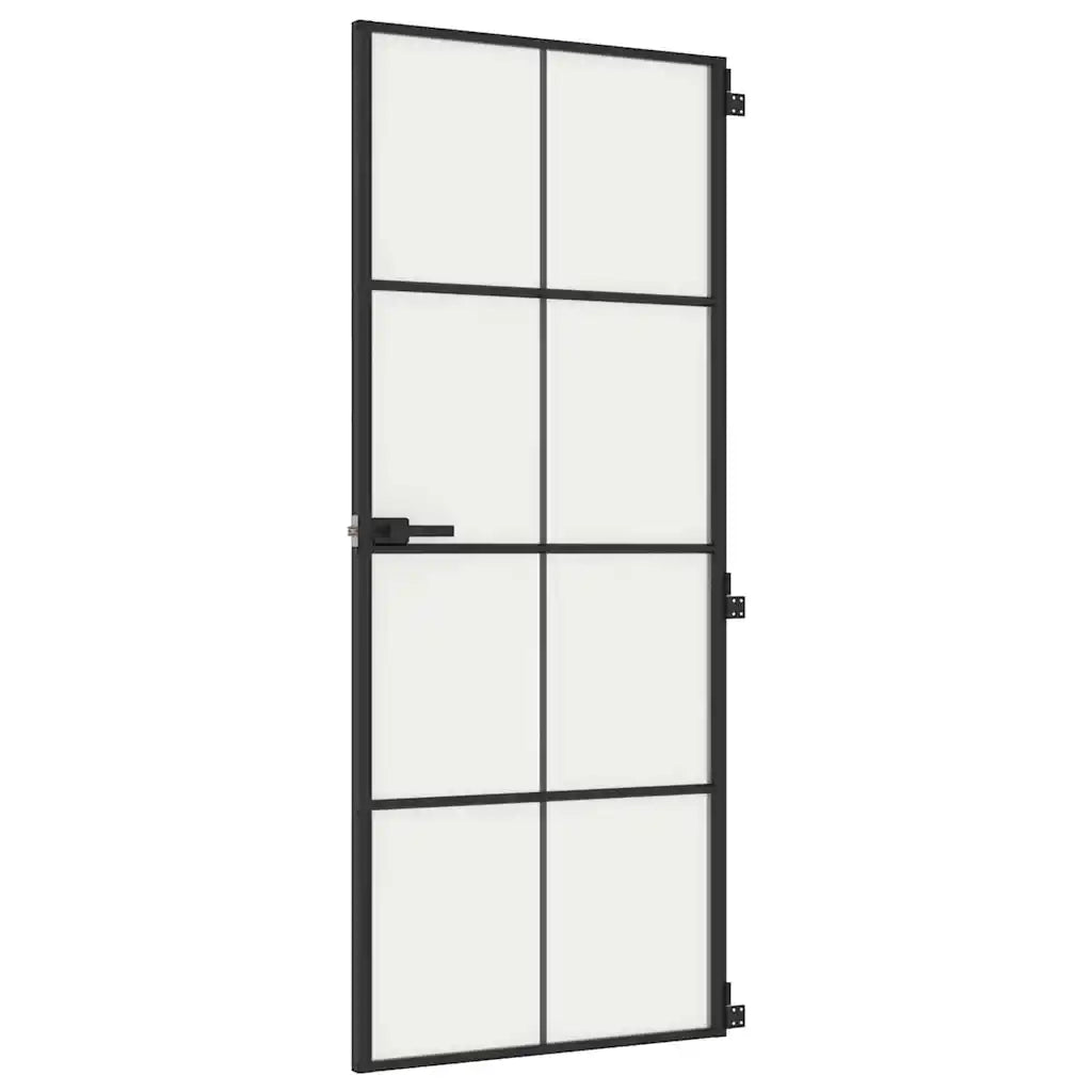 Porta Interni Sottile Nera 83x201,5cm Vetro Temperato Alluminio