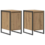 Set di 2 Comodini | Armadio da Notte | Mobiletto da notte Rovere Artigianale 39,5 x 30 x 50 cm