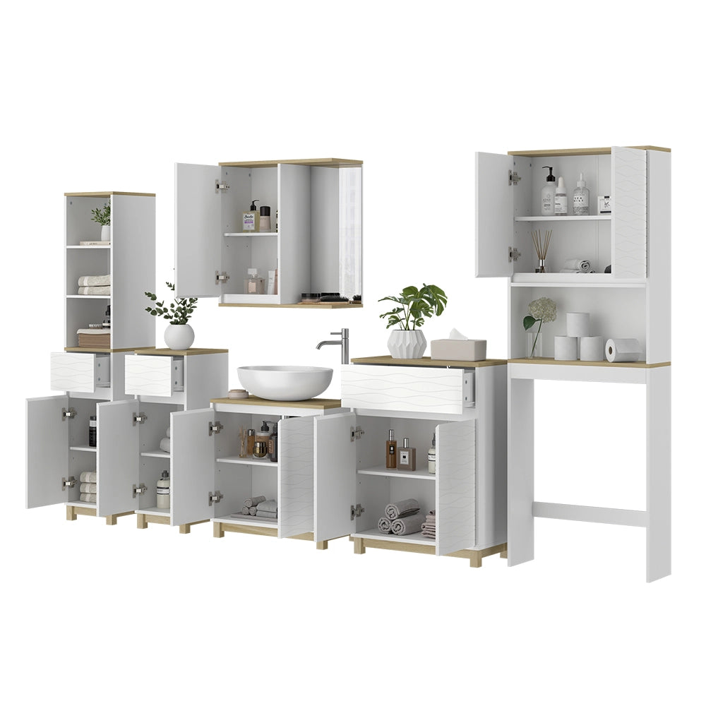 Vicco Set di mobili da bagno Bianco/quercia 6 parti