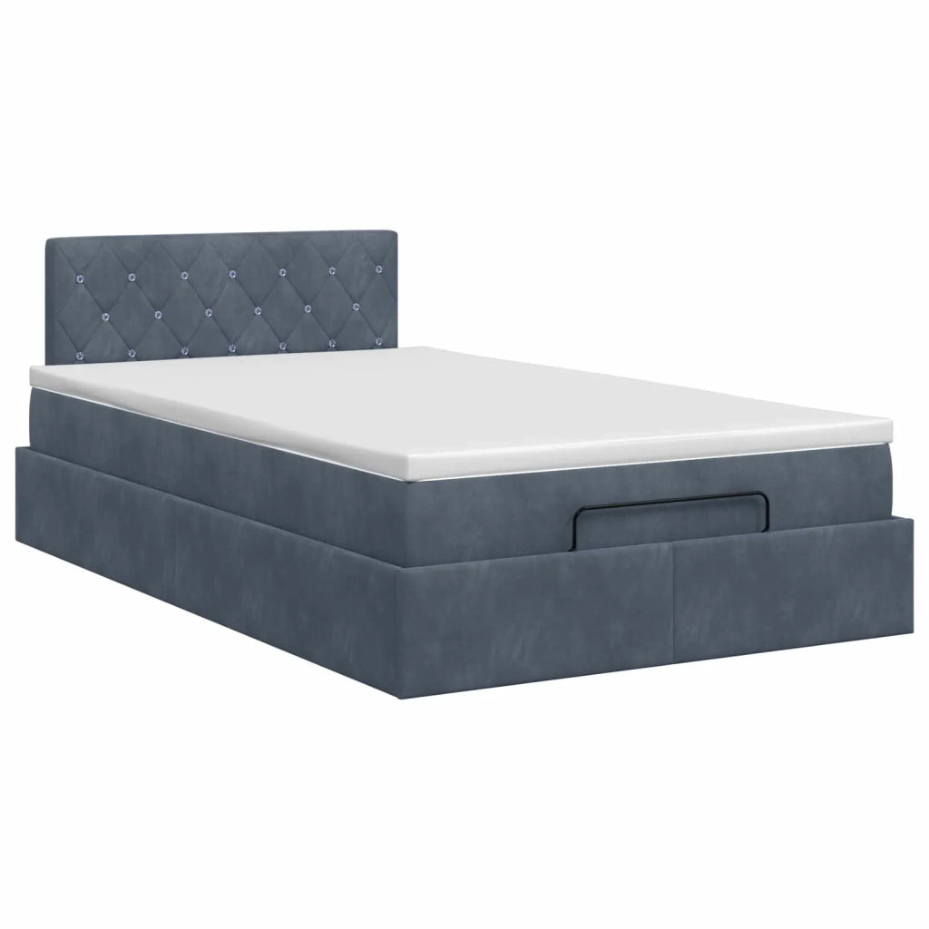 Letto ottomano con materasso Grigio Scuro 120 x 200 cm Velluto 3457642