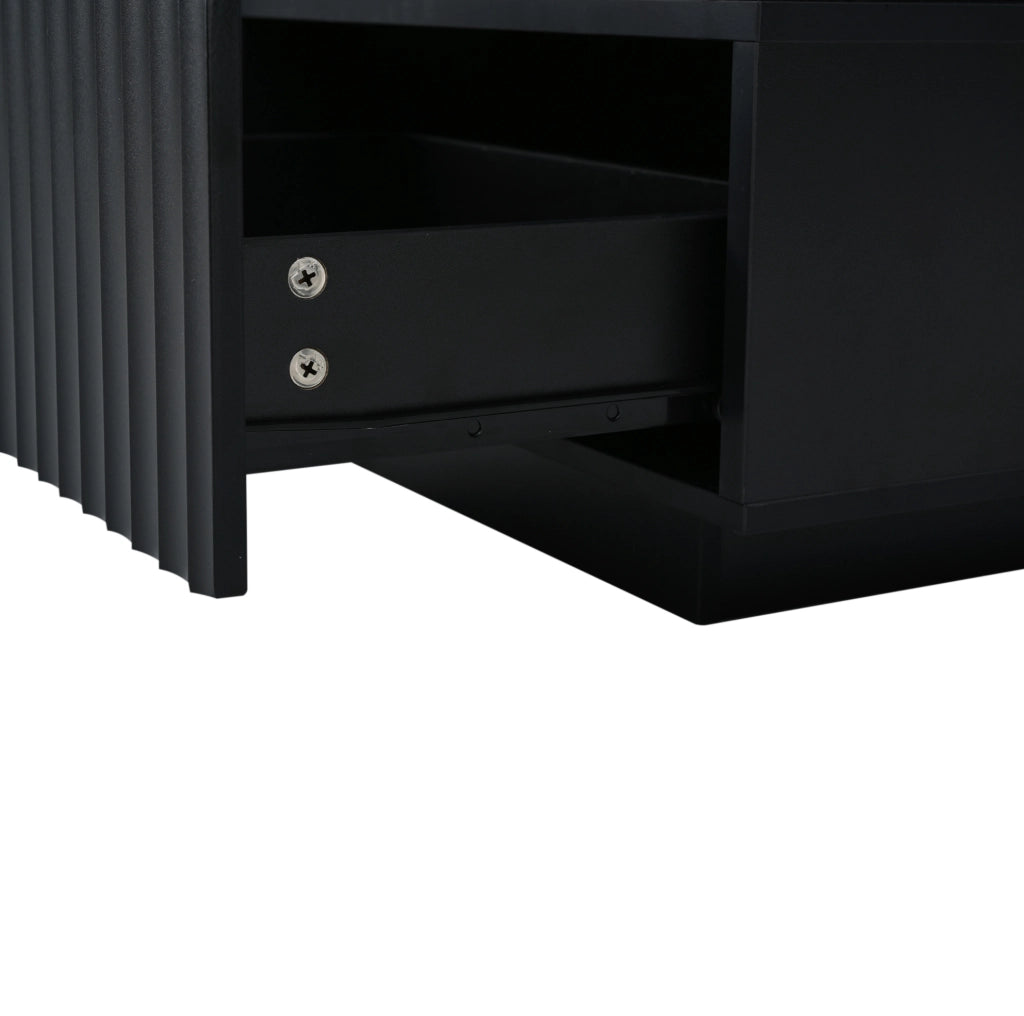 Tavolino da salotto 100 x 50 x 45 cm con 2 cassetti e LED; nero
