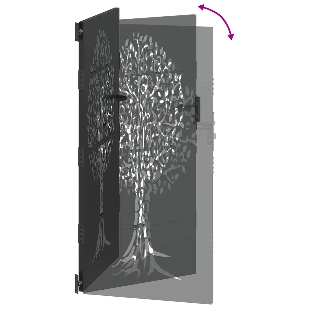 vidaXL Cancello da giardino, Cancello da Giardino 85x75 cm Design Albero in Acciaio Corten