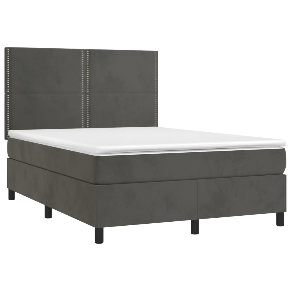 Giroletto a Molle con Materasso Grigio Scuro 140x190 cm Velluto 3142960