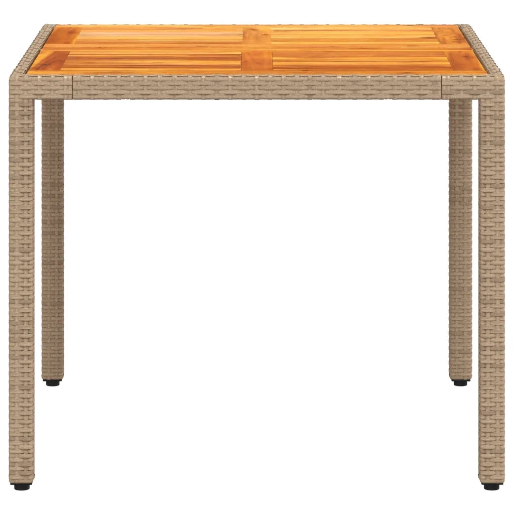 Tavolo da Giardino | Tavolino da esterno Beige 90x90x75 cm Polyrattan e Legno Acacia