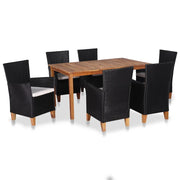Set da Pranzo da Giardino 7 pz in Polyrattan Nero e Marrone cod mxl 34948