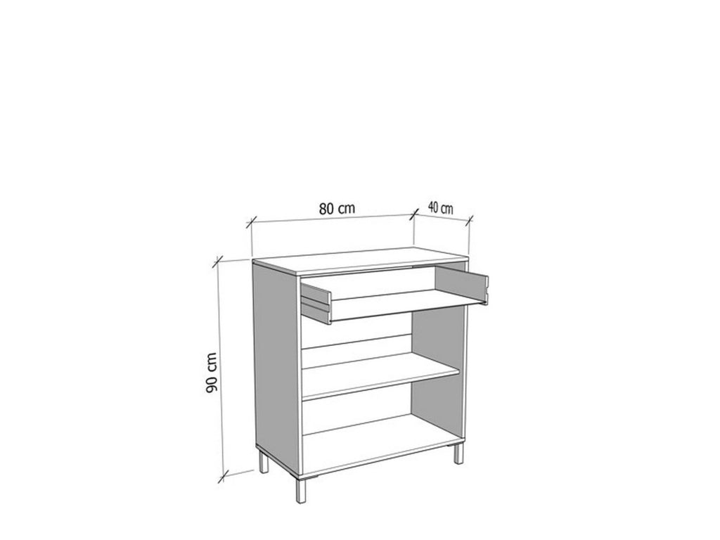 Madia Settime, Credenza un Cassetto, 80x40x90h cm Marrone Rovere Nodi