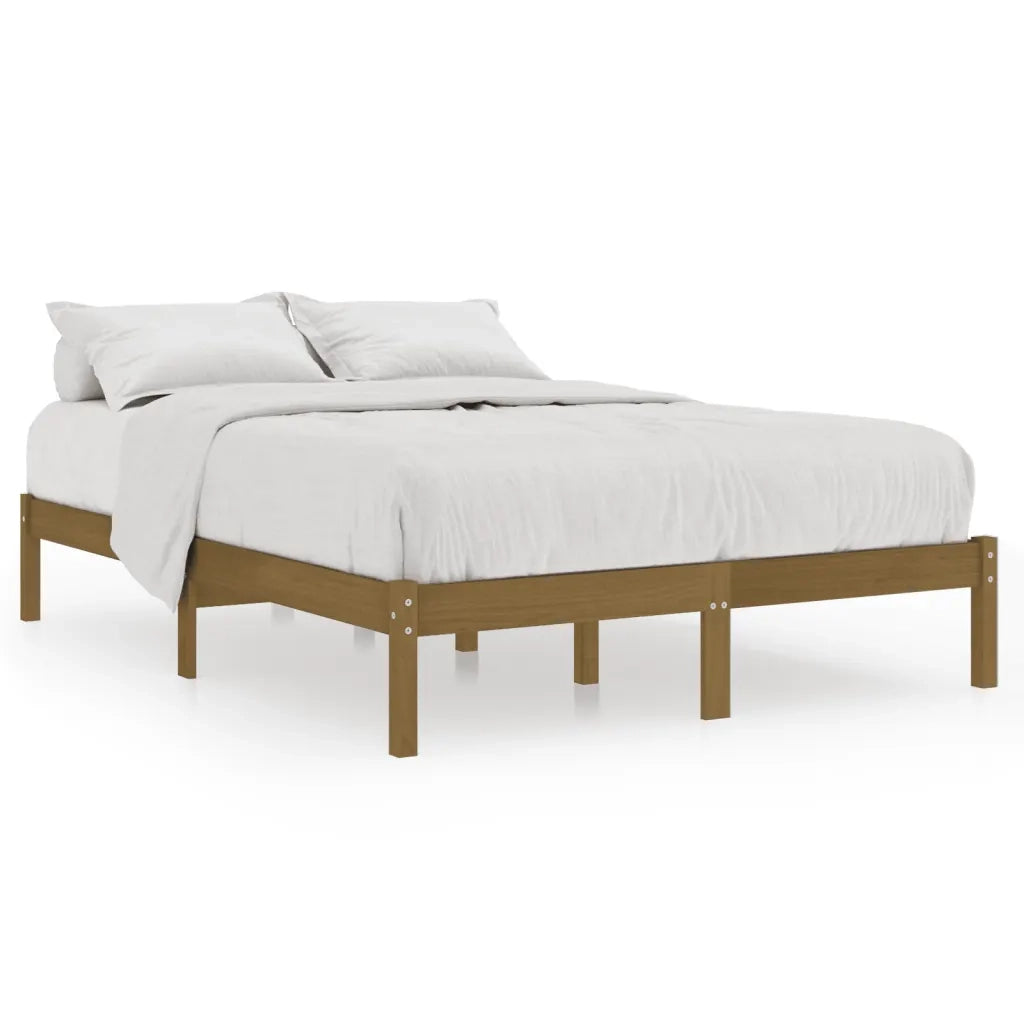 Letto matrimoniale | Letto per adulti | Giroletto Marrone Ambrato in Legno Massello di Pino 200x200 cm