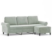 Divano | Divano da soggiorno | Sofa a 3 Posti con Poggiapiedi Grigio Chiaro 180cm in Velluto