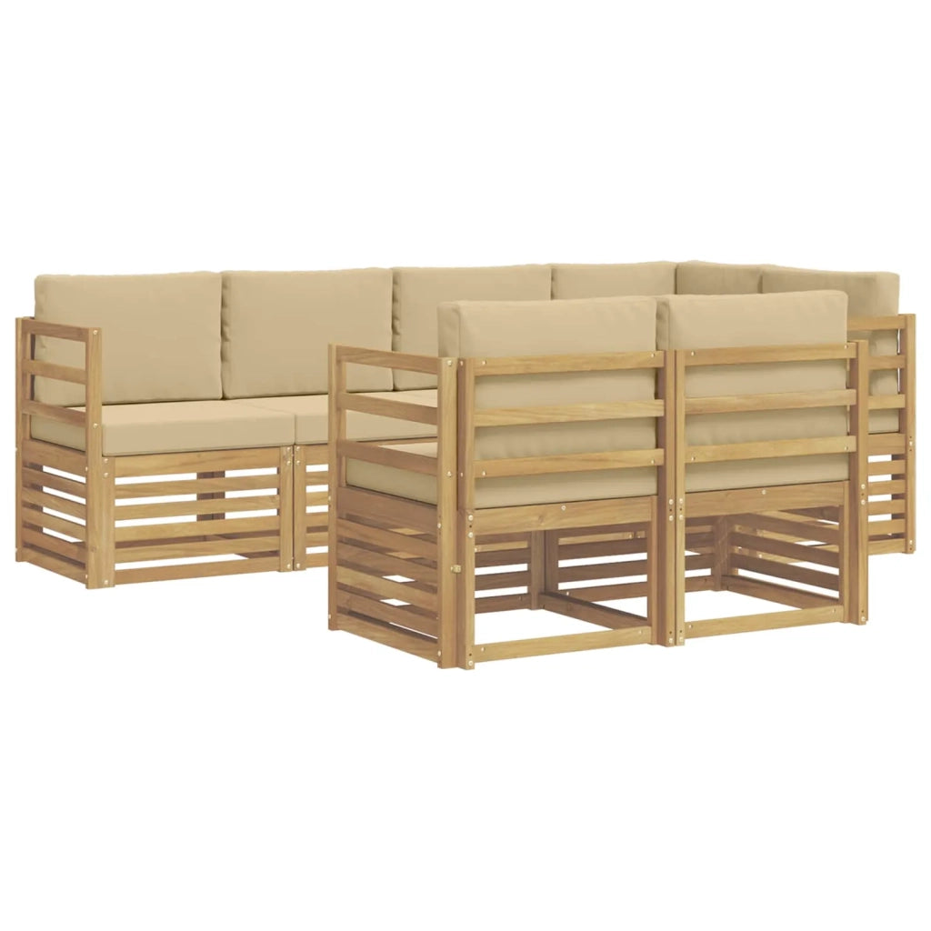 Set di divani da esterno 7 pcs Bianco e Beige 3391978