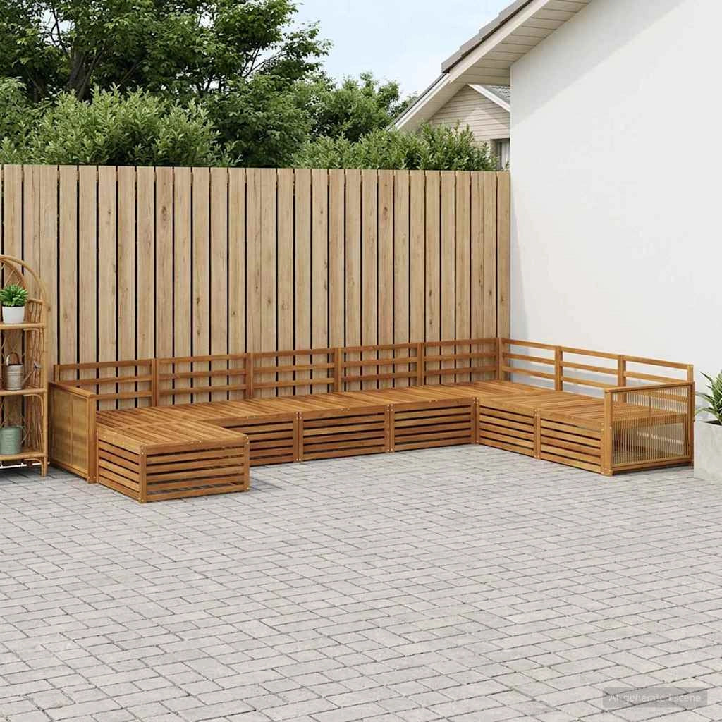 Set di divani da esterno 8 pz Naturale Legno di Acacia Massello 3383717