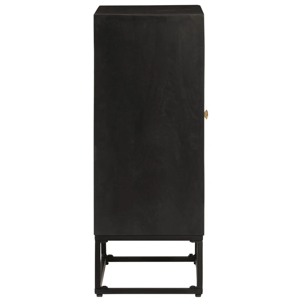 Credenza Nera 55x30x76 cm in Legno Massello di Mango e Ferro 372000