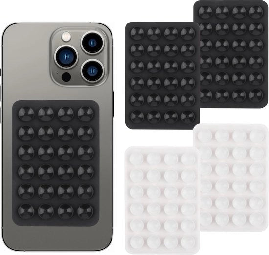 Supporto per Telefono con Adesivo - Set da 4 (Nero Bianco)