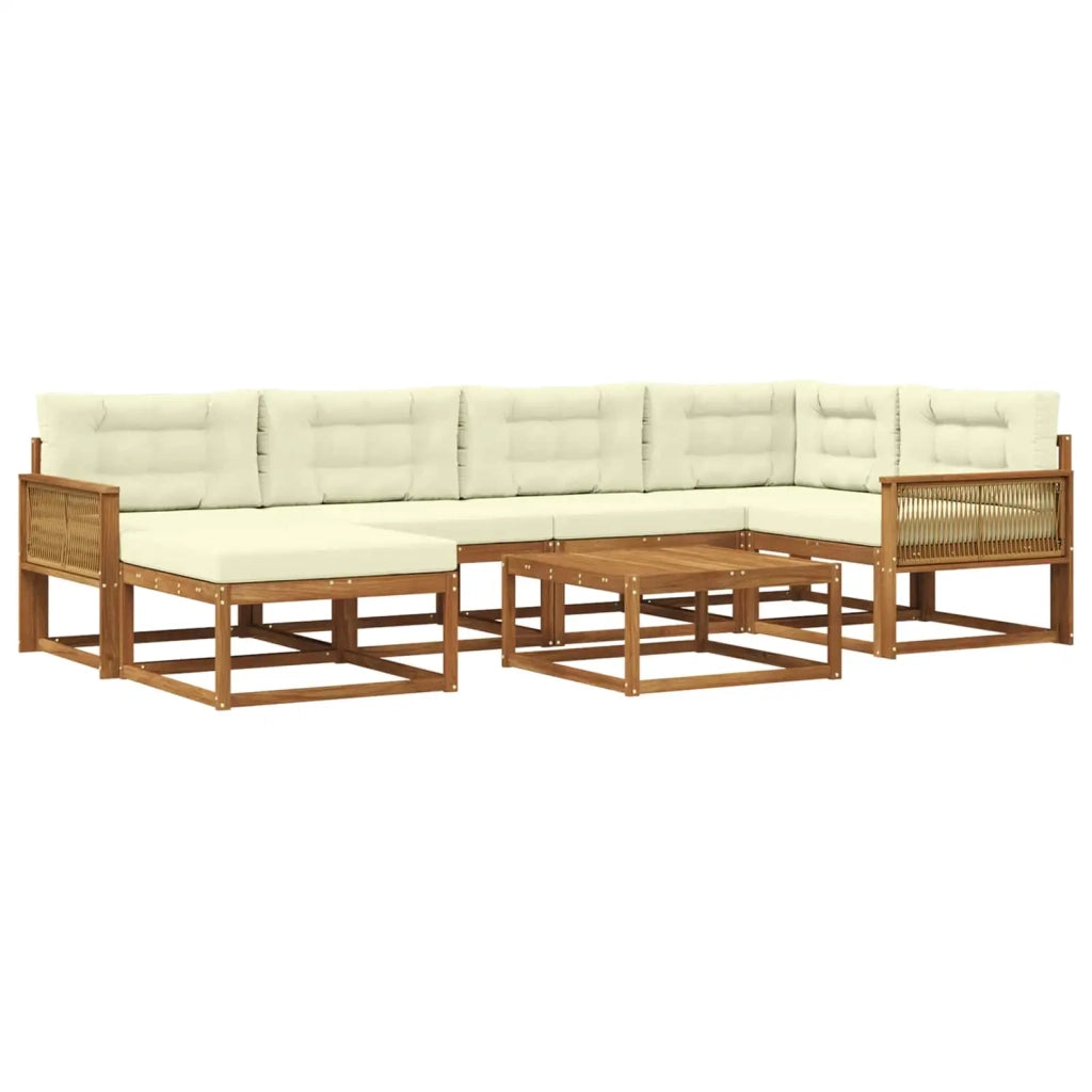 Set di divani da esterno con cuscino 7 pcs Naturale e Crema 3382728