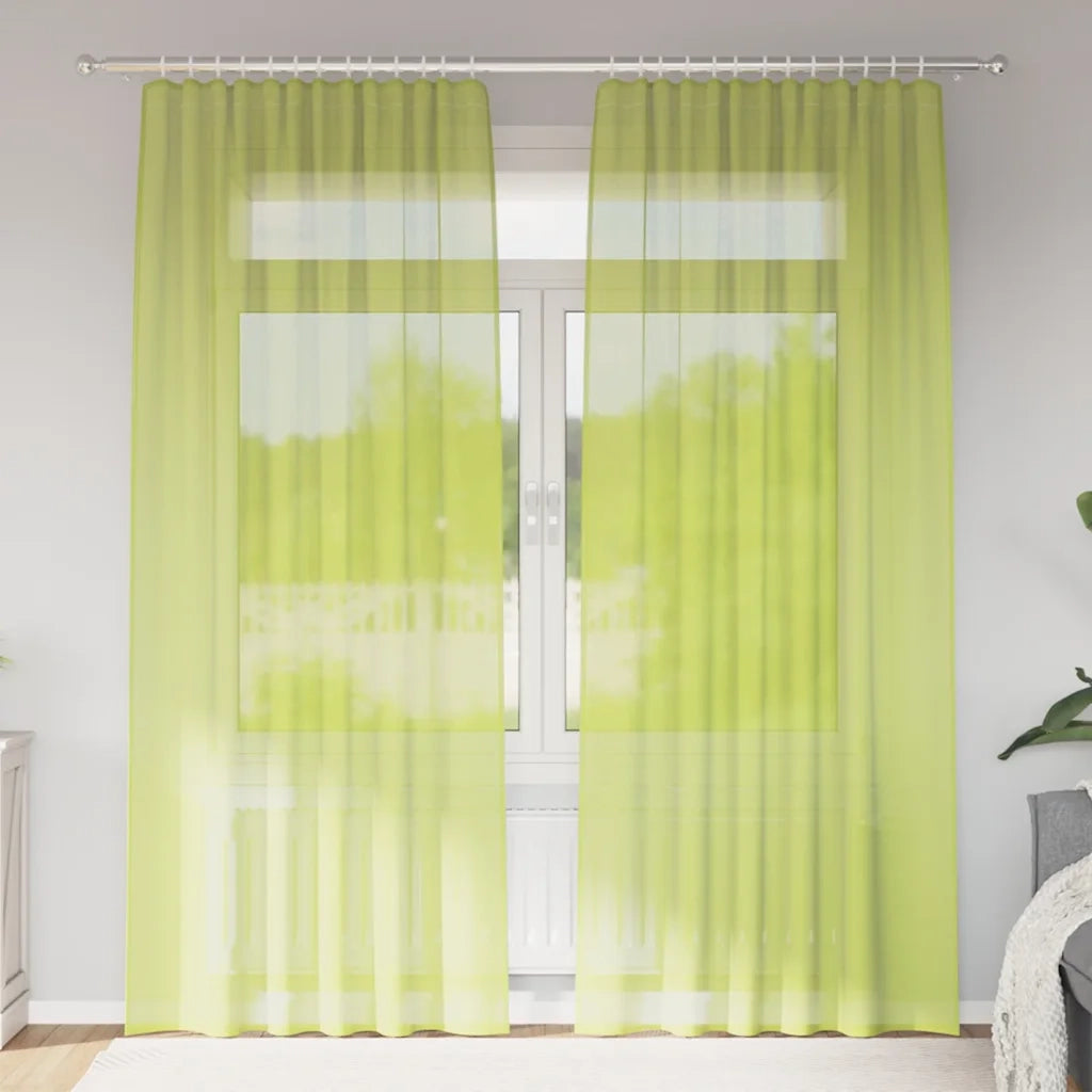 Tende in Voile con Tasche per Aste 2 pz Verde Mela 4102163