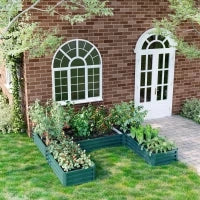 Fioriera Quadrata da Giardino in Acciaio Modulare, Set di 5 Fioriere per Verdure, Piante, Fiori, Verde