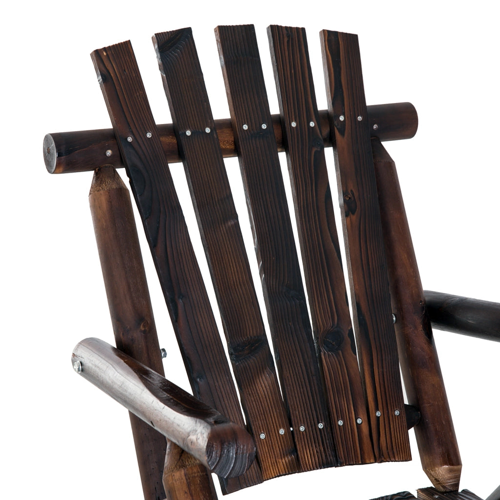 Sedia a dondolo con braccioli in legno massiccio carbonizzato; 97 x 69 x 93 cm; resistente alle condizioni esterne