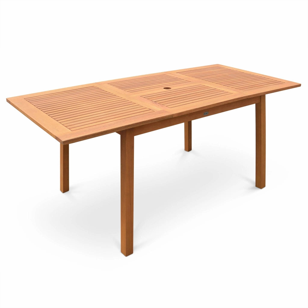 Tavolo da giardino rettangolare allungabile in legno, 6 a 10 posti,