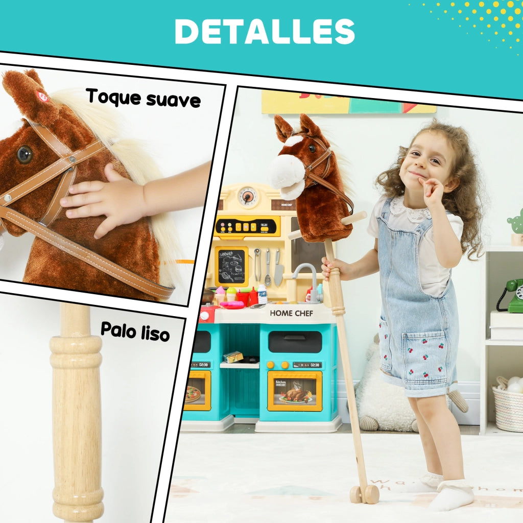 Cavallo a Dondolo in Legno con Ruote ¨C Zephmum ¨C 95 cm Marrone