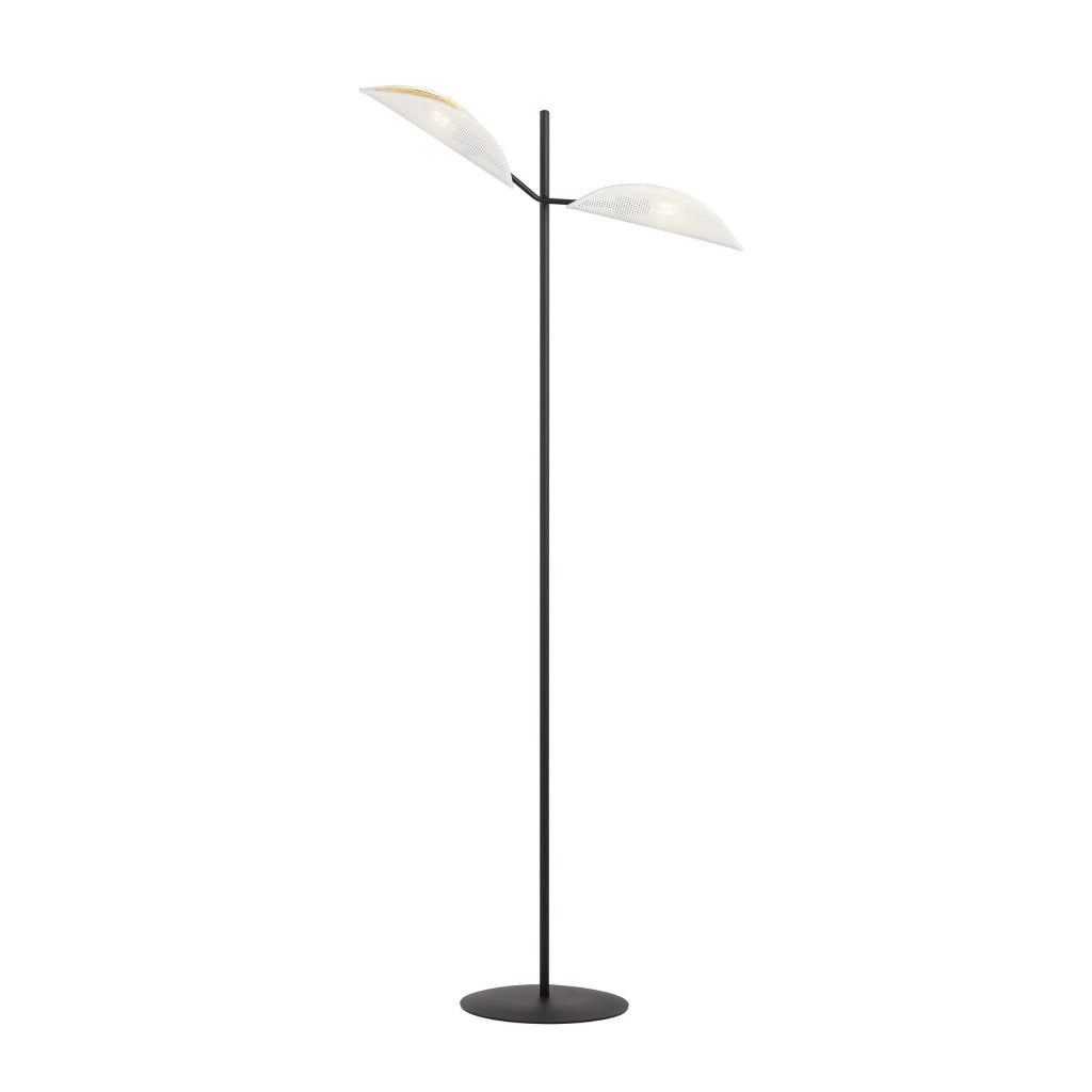 Lampada da terra Emibig VENE 2xE14 metallo rattan nero bianco