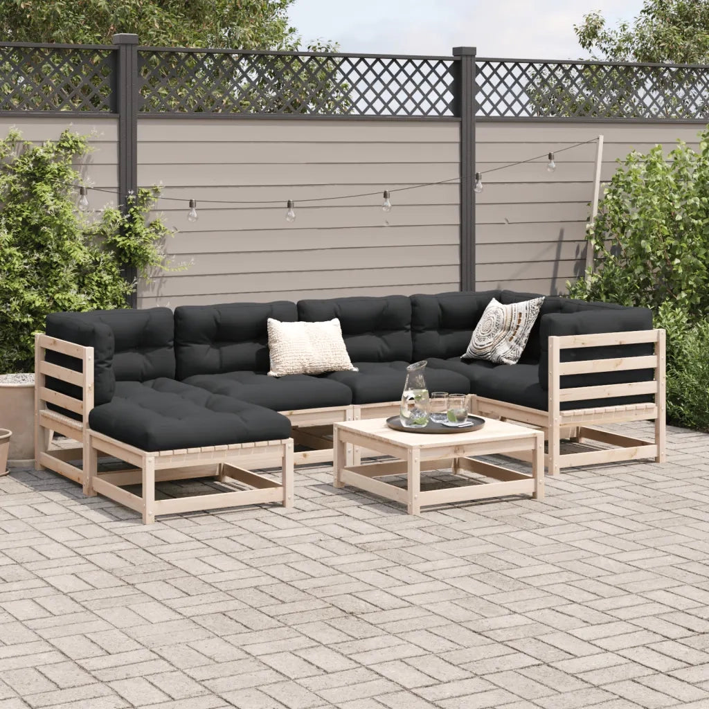 Set Divani da Giardino 7 pz con Cuscini Legno Massello di Pino 3299534