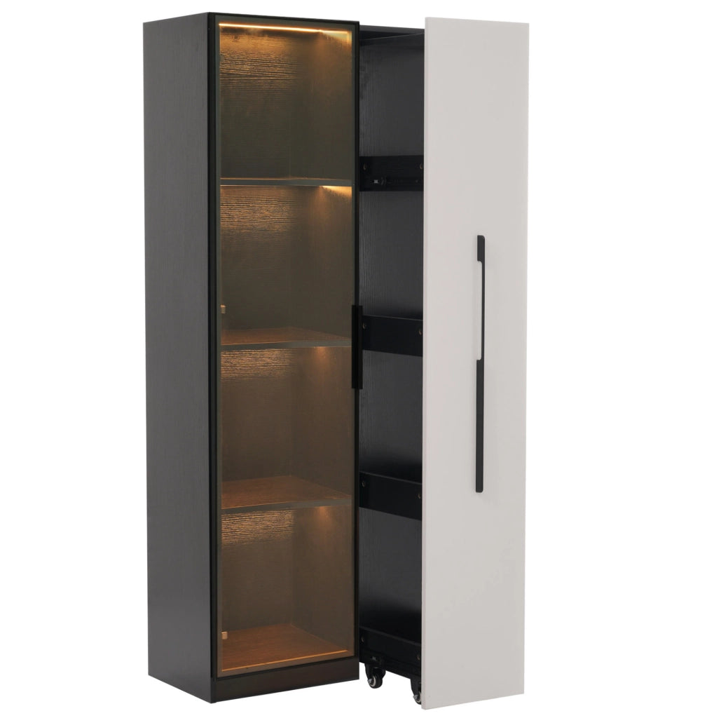 Vetrina con LED e vano laterale 70×40×160 cm