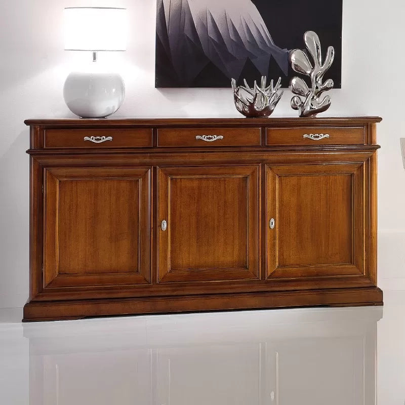 Madia credenza 3 porte 3 in legno tinta noce l.180 x p.48 h.100 (3074) - Mobili 2G
