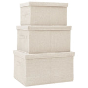 Scatole Portaoggetti Impilabili Set 3 pz in Tessuto Crema CFW3775836