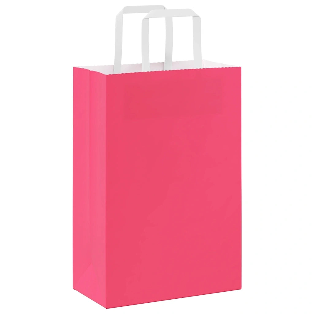 Sacchetti di Carta 50 pz con Manici Rosa 21x11x31 cm