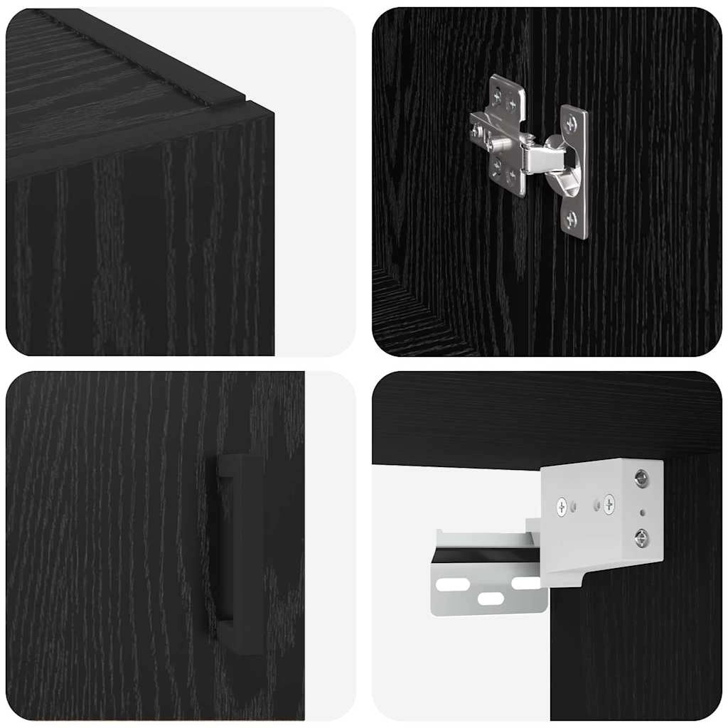 Set di 2 moderni pensili da parete 69,5 x 34 x 90 cm con ampio ed elegante spazio di archiviazione in legno ingegnerizzato rovere nero 02_0056036