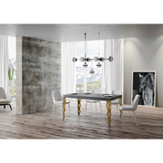 Tavolo allungabile 90x130/234 cm Karamay telaio Oro - Cemento