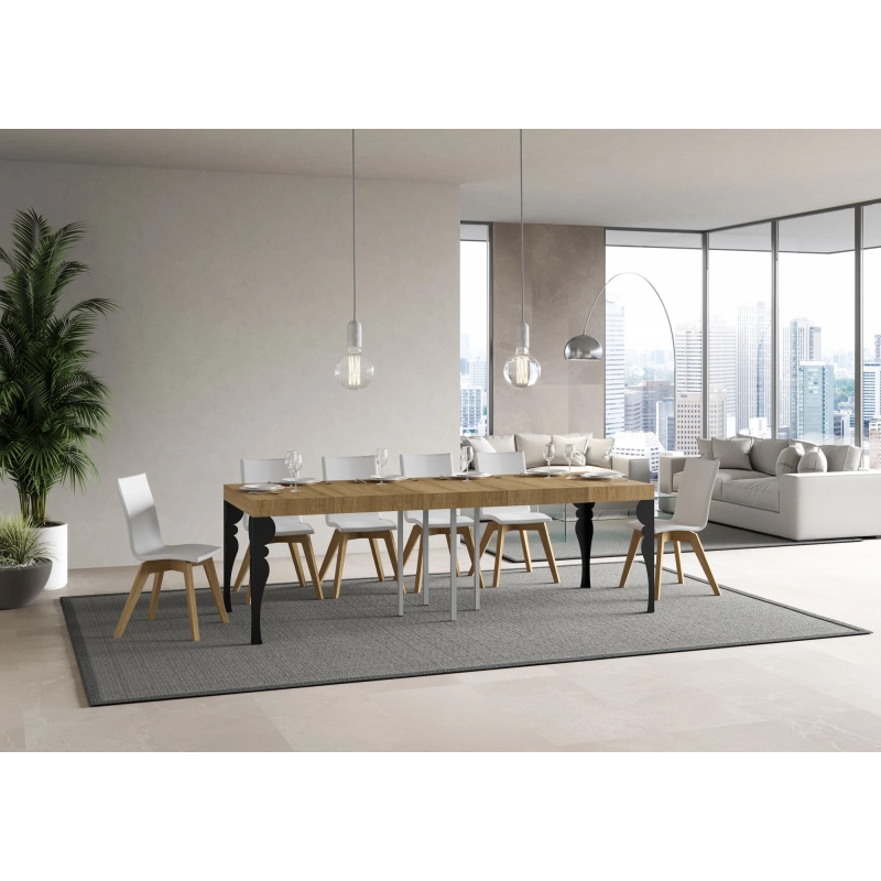 Tavolo allungabile 90x90/246 cm Paxon Premium telaio Antracite - Quercia Natura