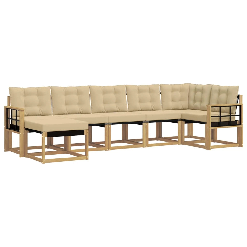 Set di divani da esterno con cuscino 7 pcs Bianco e Beige 3389699