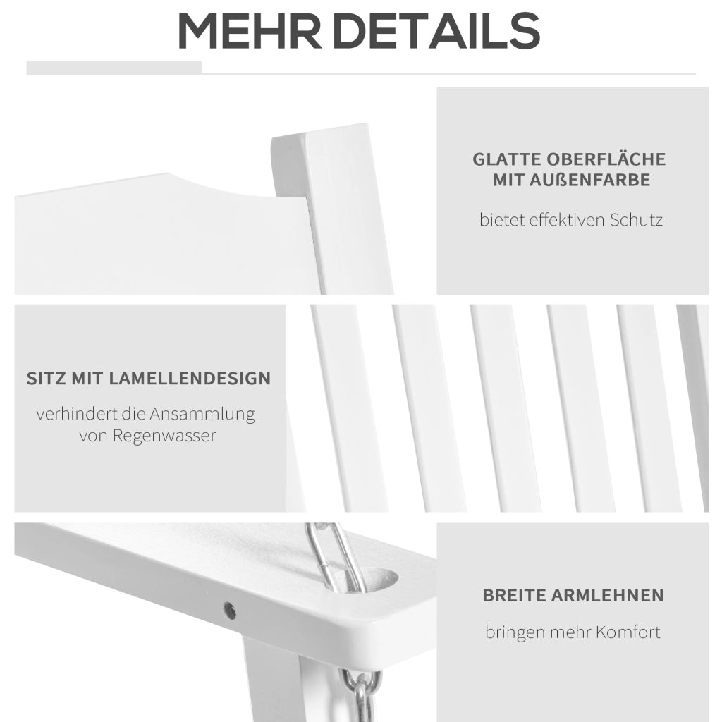 Altalena da giardino per 2 persone ¨C zephmum ¨C bianco massello 117x69x60 cm