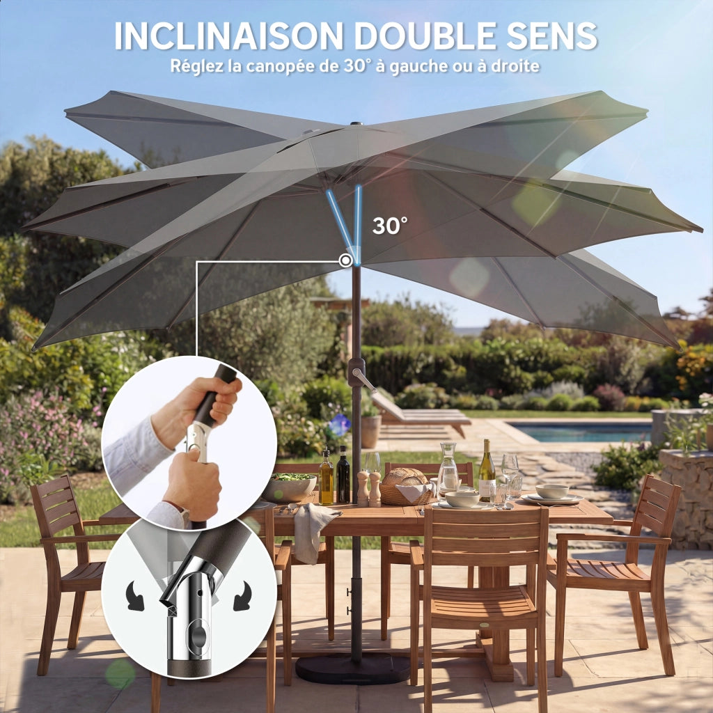 Ombrellone da giardino rotondo inclinabile ¨C zephmum ¨C Grigio Scuro ?300x250 cm