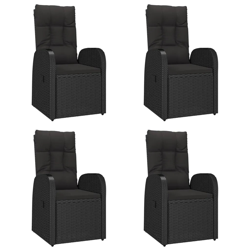 Set da Pranzo da Giardino 5 pz Nero con Cuscini in Polyrattan 3157600