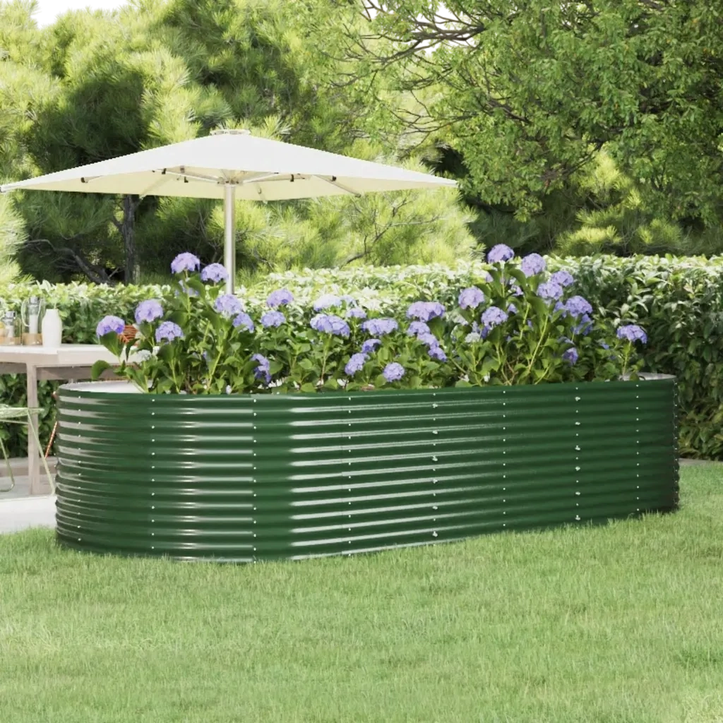 Letto Giardino Acciaio Zincato 291x140x68 cm Verde 319098