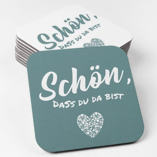 Decorazione a forma di biere in cartone | Decorazione per tavolo quadrata a effetto menta (50 pezzi) Decorazione realizzata con cartone di polpa di legno ecolocale (9,3 cm x 9,3 cm)