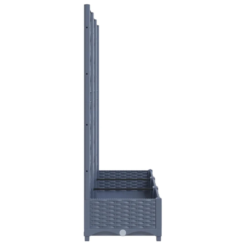 Fioriera rialzata per piante fiori patio giardino con traliccio 120 x 40 x 121,5 cm PP grigio 02_0038231
