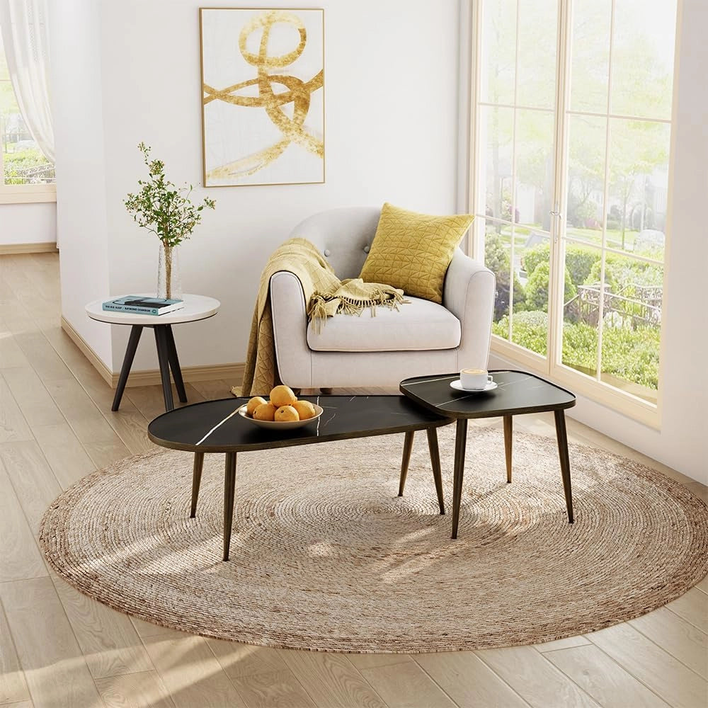 Set di tavolini Manitoba, Nero, 105 x 64.5 cm 2 parti, pieghevole salvaspazio e combinabile in modo versatile