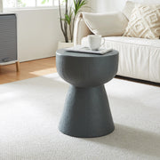 Tavolino Rotondo Oulvepijanse in Calcestruzzo Leggero Design Torre 51xØ40 cm Grigio Scuro [en.casa]
