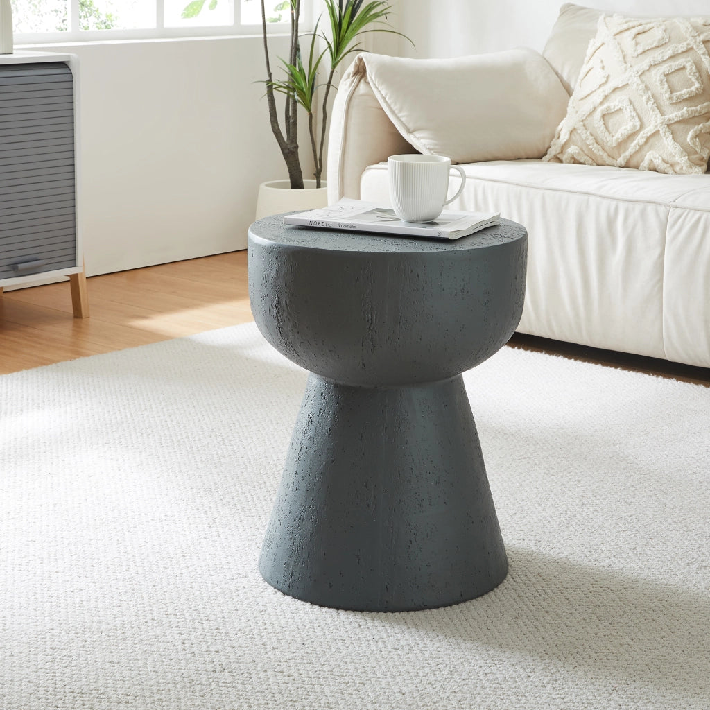 Tavolino Rotondo Oulvepijanse in Calcestruzzo Leggero Design Torre 51xØ40 cm Grigio Scuro [en.casa]