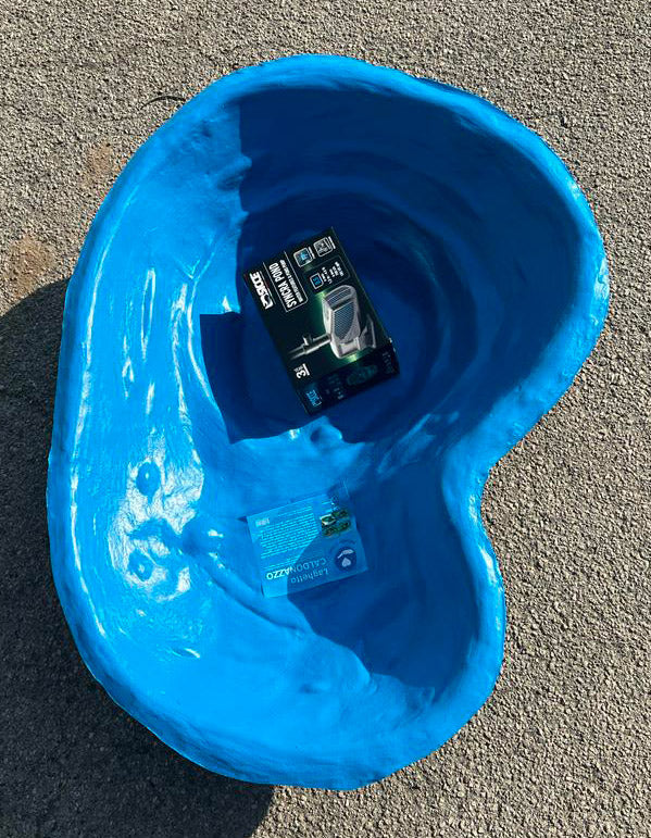 Kit Laghetto Artificiale + Pompa Filtro da Giardino 110x78x28 cm in Polietilene 90 Litri Azzurro