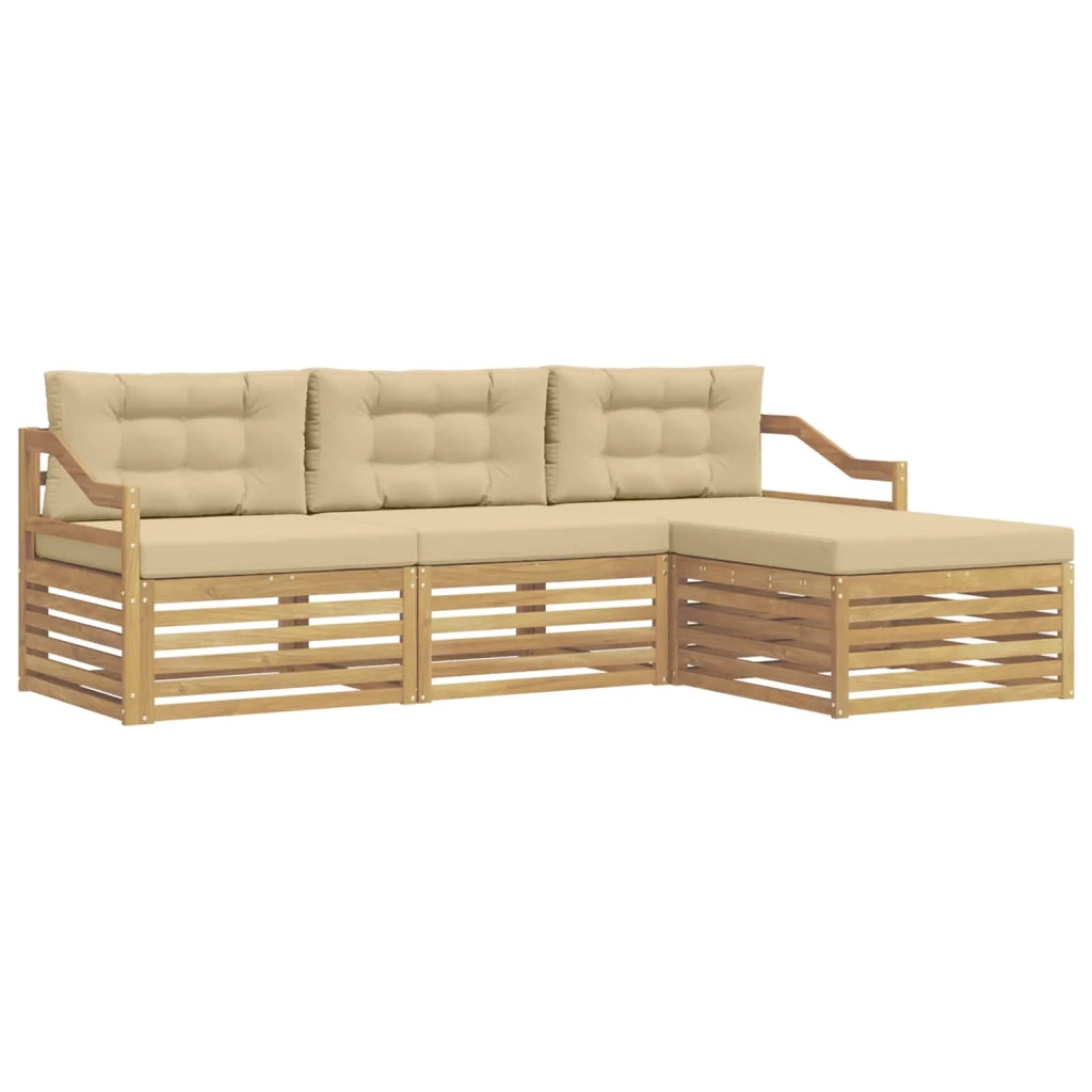 Set di divani da esterno 4 pz Bianco e Beige Poliestere 3390303